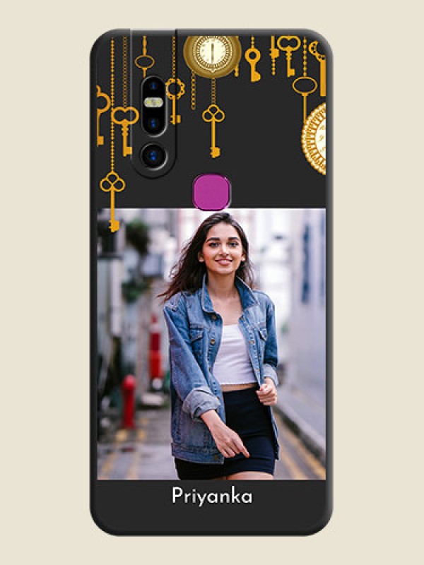 Custom Decorative Design with Text on Space Black Custom Soft Matte Back Cover - Infinix S5 Pro