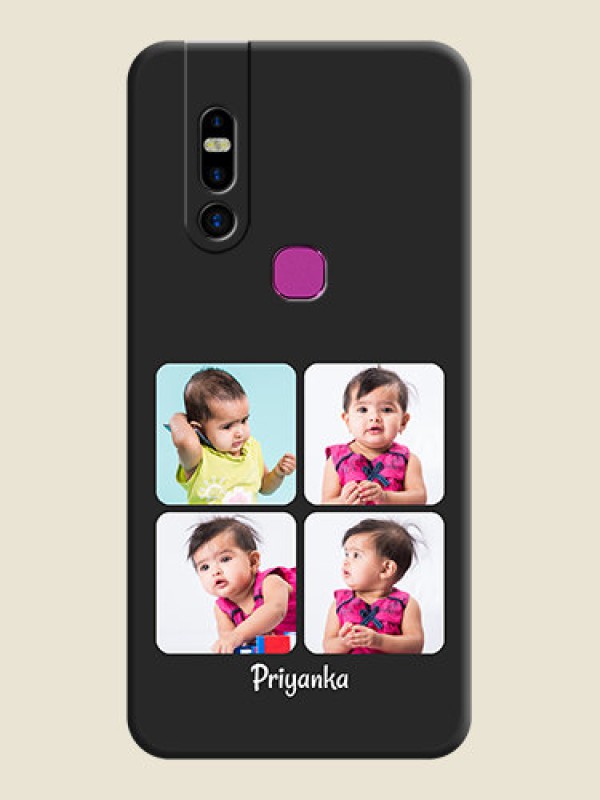 Custom Floral Art with 6 Image Holder - Photo on Space Black Soft Matte Mobile Case - Infinix S5 Pro