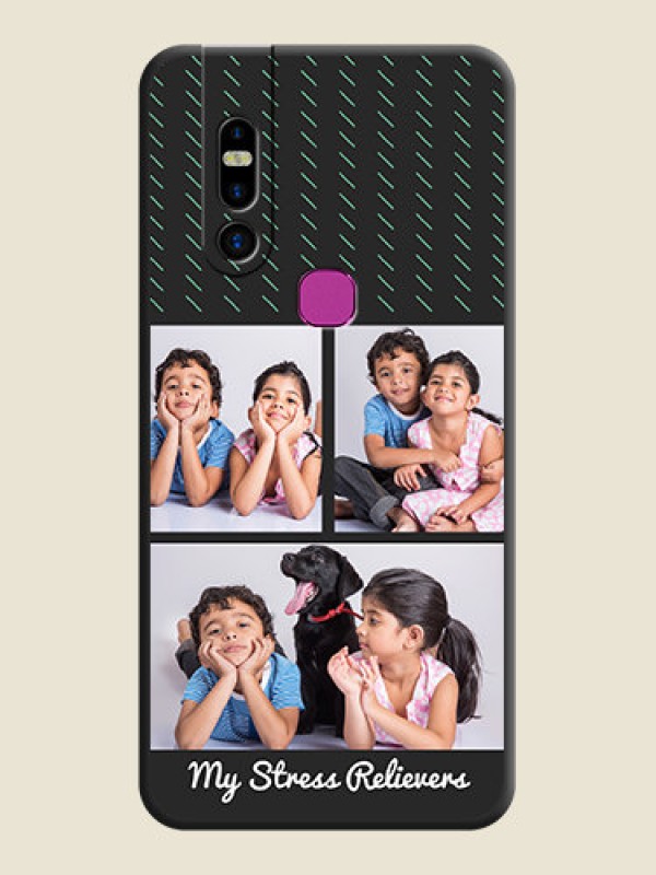 Custom Cross Dotted Pattern with 2 Image Holder on Personalised Space Black Soft Matte Cases - Infinix S5 Pro