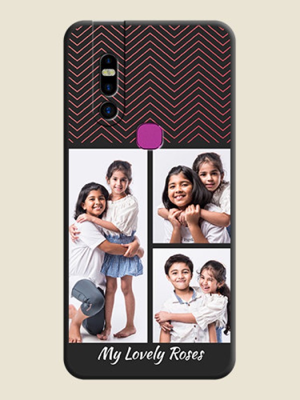Custom Wave Pattern with 3 Image Holder on Space Black Custom Soft Matte Back Cover - Infinix S5 Pro