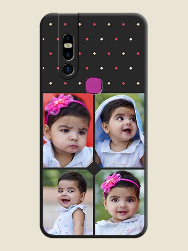 Custom Multicolor Dotted Pattern with 4 Image Holder on Space Black Custom Soft Matte Phone Cases - Infinix S5 Pro