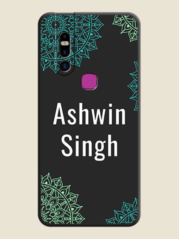 Custom Your Name with Floral Design on Space Black Custom Soft Matte Back Cover - Infinix S5 Pro
