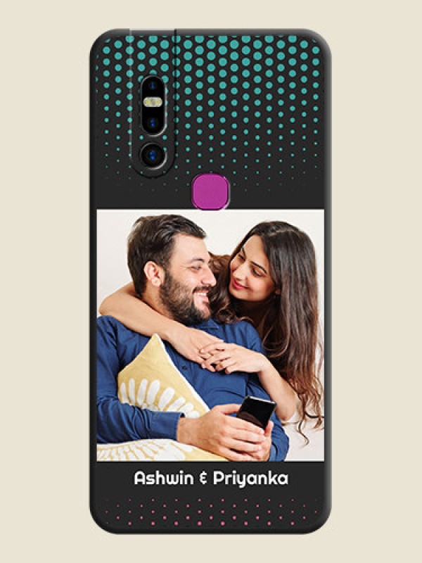 Custom Faded Dots with Grunge Photo Frame and Text on Space Black Custom Soft Matte Phone Cases - Infinix S5 Pro