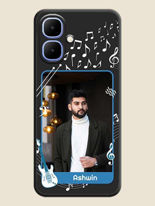 Custom Musical Theme Design with Text on Photo On Space Black Custom Soft Matte Mobile Back Cover - Infinix Smart 10