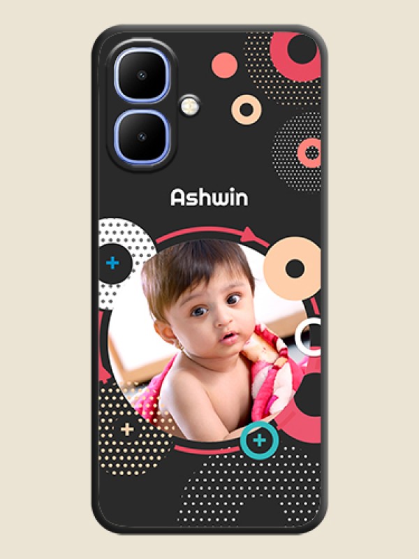 Custom Multicoloured Round Image On Space Black Custom Soft Matte Mobile Back Cover - Infinix Smart 10