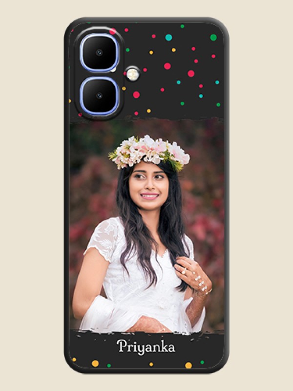 Custom Multicolor Dotted Pattern with Text On Space Black Custom Soft Matte Mobile Back Cover - Infinix Smart 10