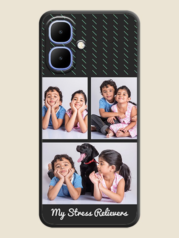 Custom Cross Dotted Pattern with 2 Image Holder On Space Black Custom Soft Matte Mobile Back Cover - Infinix Smart 10