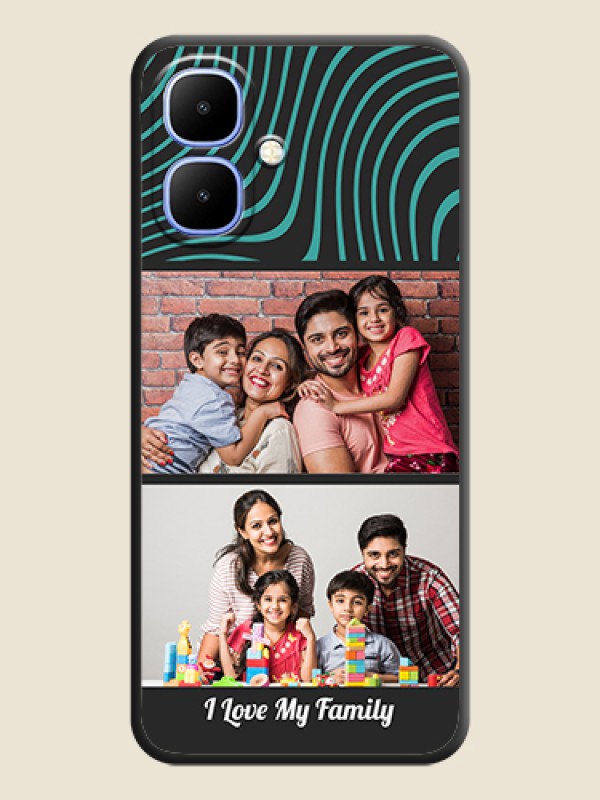 Custom Wave Pattern with 2 Image Holder On Space Black Custom Soft Matte Mobile Back Cover - Infinix Smart 10