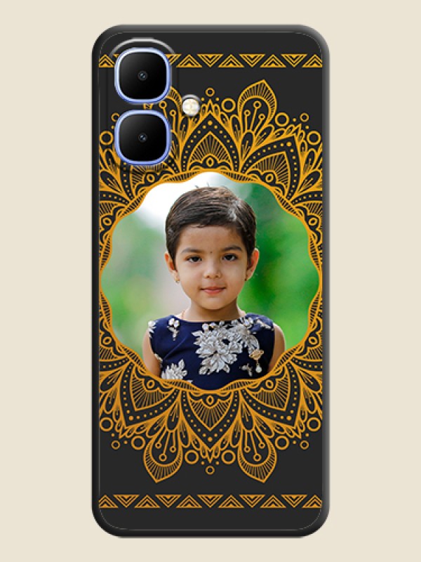 Custom Round Image with Floral Design On Space Black Custom Soft Matte Mobile Back Cover - Infinix Smart 10
