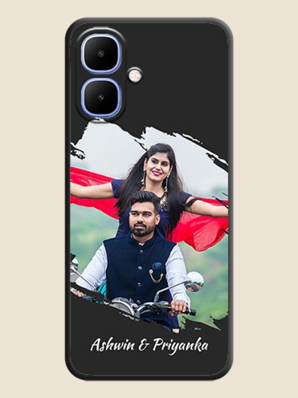 Custom Grunge Brush Strokes on Photo On Space Black Custom Soft Matte Mobile Back Cover - Infinix Smart 10