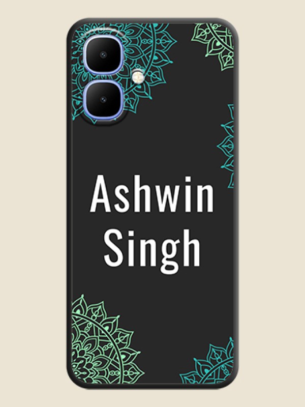 Custom Your Name with Floral Design On Space Black Custom Soft Matte Mobile Back Cover - Infinix Smart 10