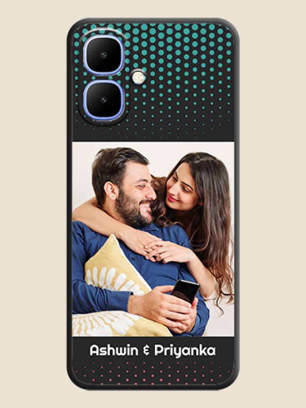 Custom Faded Dots with Grunge Photo Frame and Text On Space Black Custom Soft Matte Mobile Back Cover - Infinix Smart 10