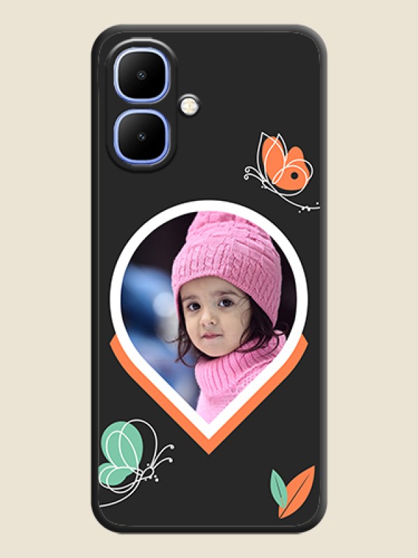 Custom Upload Pic With Simple Butterly Design On Space Black Custom Soft Matte Mobile Back Cover - Infinix Smart 10