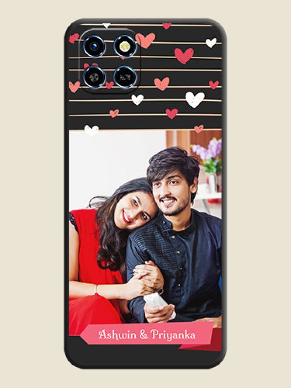 Custom Love Pattern with Name on Pink Ribbon - Photo on Space Black Soft Matte Back Cover - Infinix Smart 6 HD