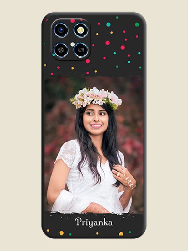 Custom Multicolor Dotted Pattern with Text on Space Black Custom Soft Matte Phone Back Cover - Infinix Smart 6 HD