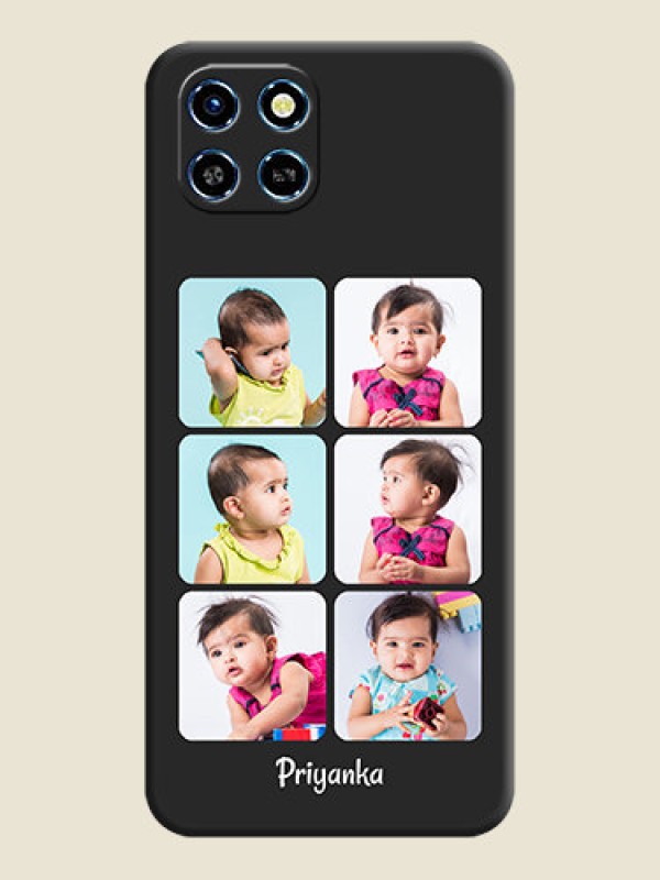 Custom Floral Art with 6 Image Holder - Photo on Space Black Soft Matte Mobile Case - Infinix Smart 6 HD