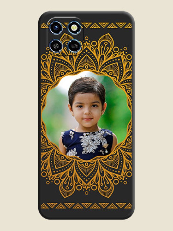 Custom Round Image with Floral Design - Photo on Space Black Soft Matte Mobile Cover - Infinix Smart 6 HD