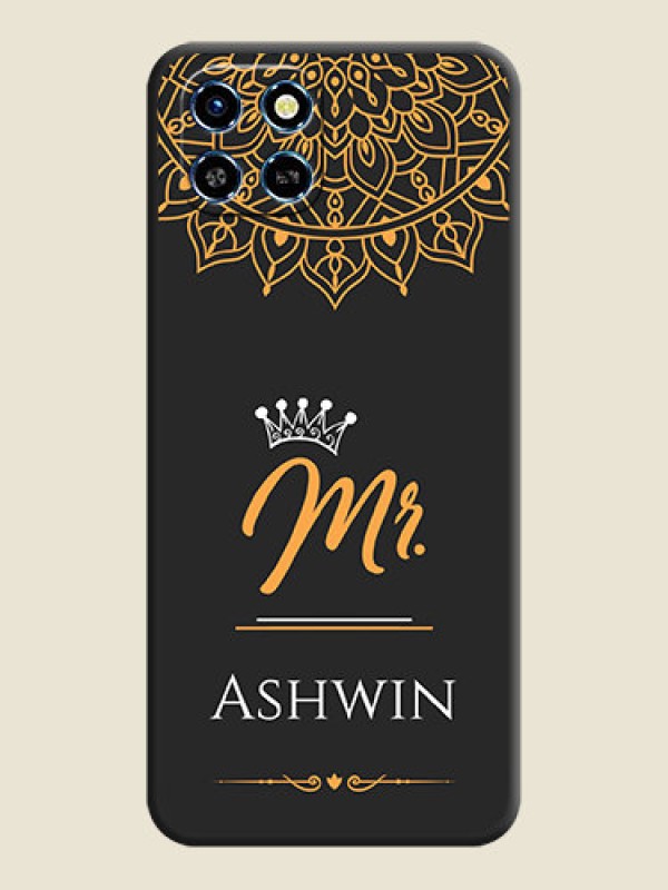 Custom Mr Name with Floral Design on Personalised Space Black Soft Matte Cases - Infinix Smart 6 HD