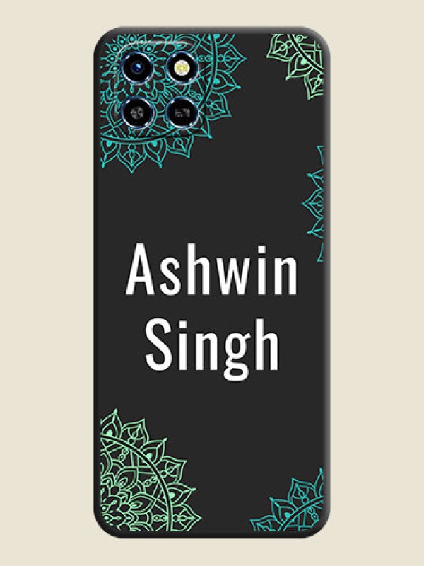 Custom Your Name with Floral Design on Space Black Custom Soft Matte Back Cover - Infinix Smart 6 HD