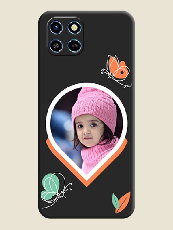 Custom Upload Pic With Simple Butterly Design On Space Black Personalized Soft Matte Phone Covers - Infinix Smart 6 HD