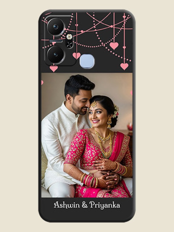 Custom Pink Love Hangings with Text on Space Black Custom Soft Matte Back Cover - Infinix Smart 6 Plus