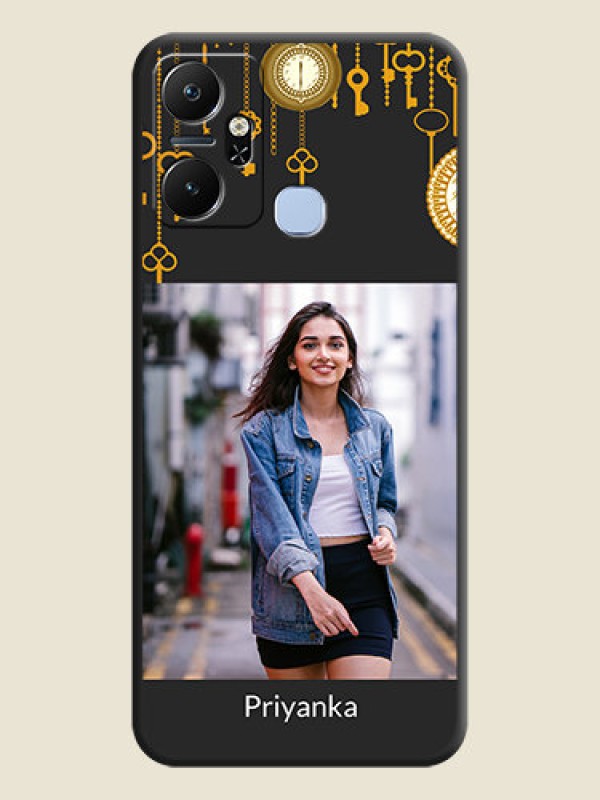 Custom Decorative Design with Text on Space Black Custom Soft Matte Back Cover - Infinix Smart 6 Plus