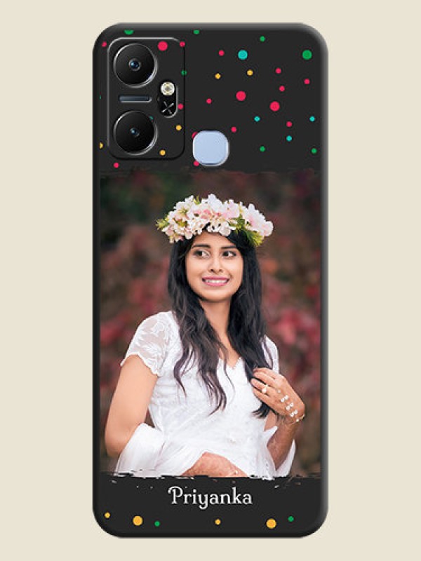 Custom Multicolor Dotted Pattern with Text on Space Black Custom Soft Matte Phone Back Cover - Infinix Smart 6 Plus