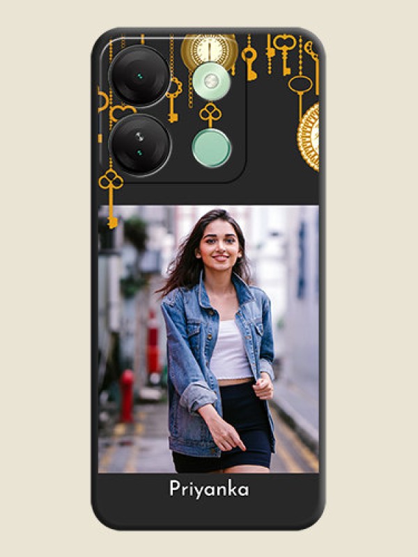 Custom Decorative Design with Text on Space Black Custom Soft Matte Back Cover - Infinix Smart 7 Hd