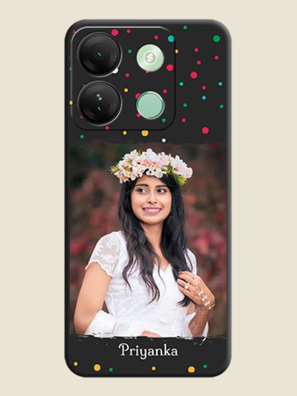 Custom Multicolor Dotted Pattern with Text on Space Black Custom Soft Matte Phone Back Cover - Infinix Smart 7 Hd