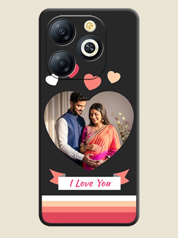 Custom Love Shaped Photo with Colorful Stripes On Space Black Custom Soft Matte Mobile Back Cover - Smart 8 HD
