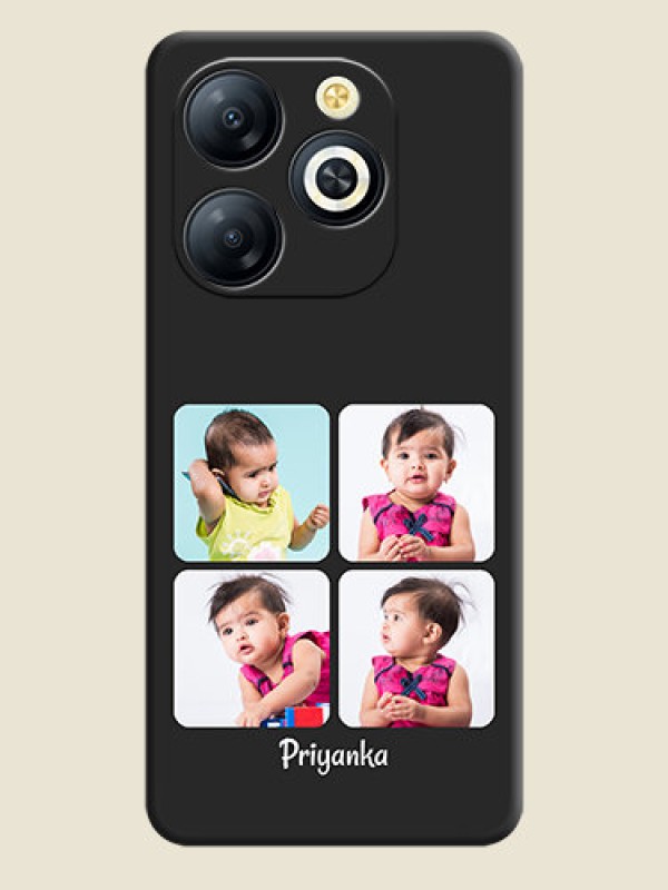 Custom Floral Art with 6 Image Holder on Photo On Space Black Custom Soft Matte Mobile Back Cover - Smart 8 HD