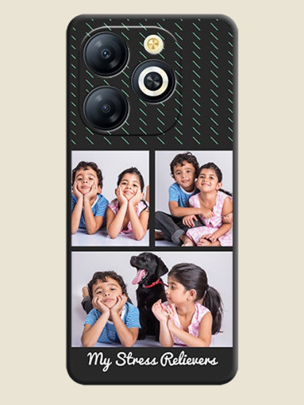Custom Cross Dotted Pattern with 2 Image Holder On Space Black Custom Soft Matte Mobile Back Cover - Smart 8 HD