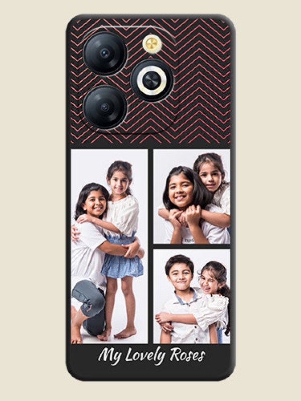 Custom Wave Pattern with 3 Image Holder On Space Black Custom Soft Matte Mobile Back Cover - Smart 8 HD
