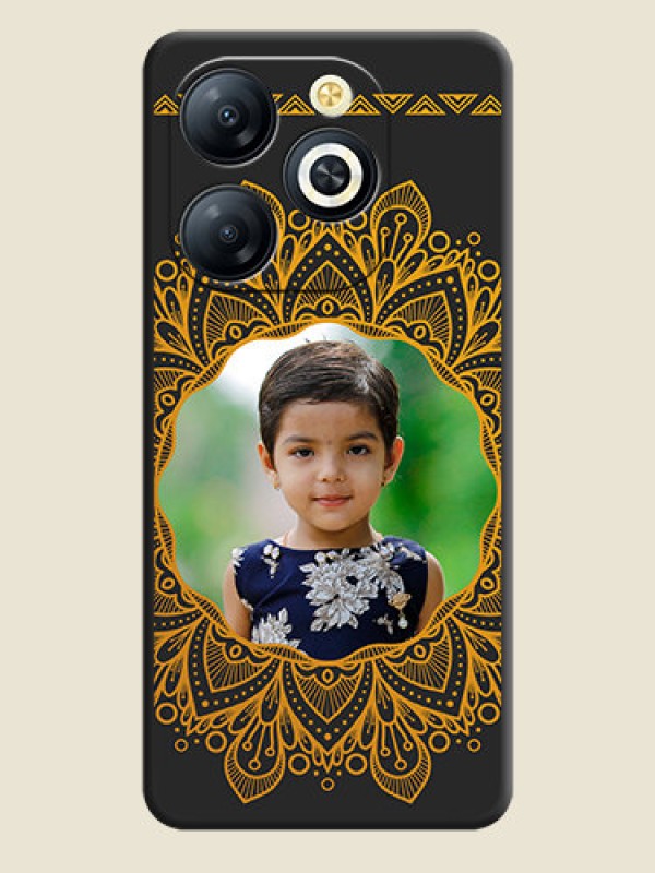 Custom Round Image with Floral Design On Space Black Custom Soft Matte Mobile Back Cover - Smart 8 HD