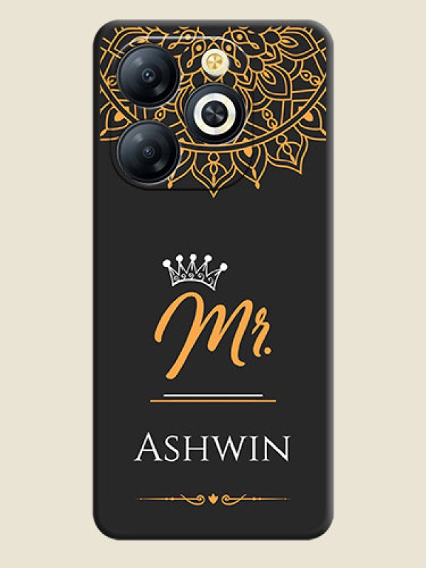 Custom Mr Name with Floral Design On Space Black Custom Soft Matte Mobile Back Cover - Smart 8 HD