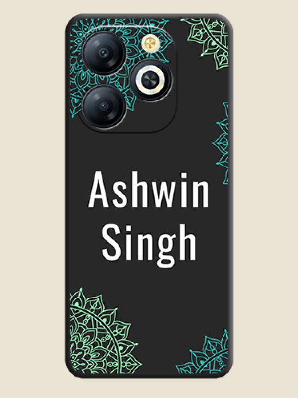 Custom Your Name with Floral Design On Space Black Custom Soft Matte Mobile Back Cover - Smart 8 HD