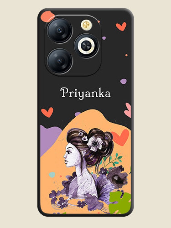Custom Namecase For Her With Fancy Lady Image On Space Black Custom Soft Matte Mobile Back Cover - Smart 8 HD