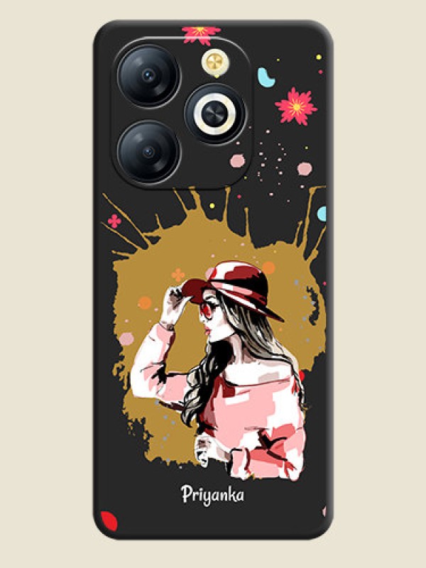 Custom Mordern Lady With Color Splash Background With Custom Text On Space Black Custom Soft Matte Mobile Back Cover - Smart 8 HD