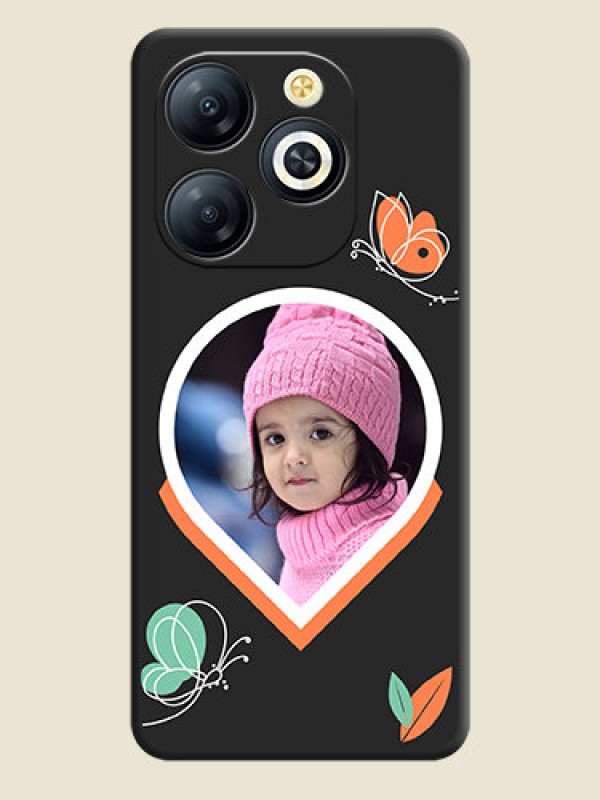 Custom Upload Pic With Simple Butterly Design On Space Black Custom Soft Matte Mobile Back Cover - Smart 8 HD