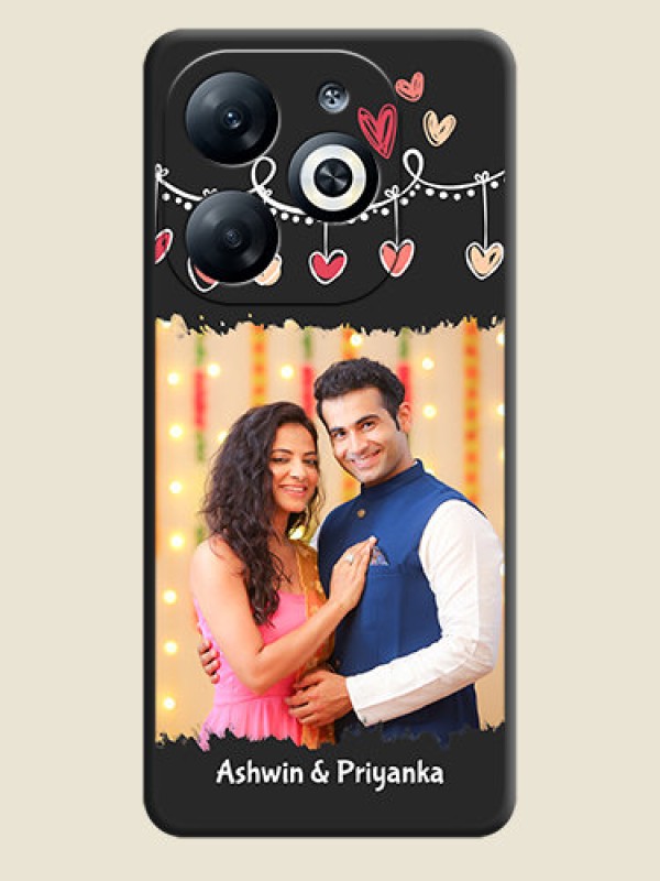 Custom Pink Love Hangings with Name on Space Black Custom Soft Matte Phone Cases - Infinix Smart 8
