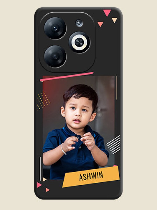 Custom Photo Frame with Triangle Small Dots - Photo on Space Black Soft Matte Back Cover - Infinix Smart 8