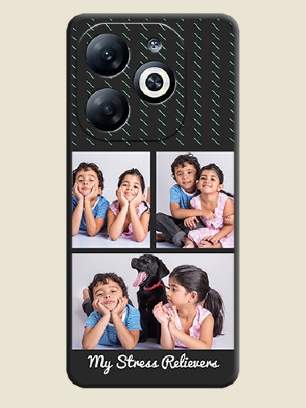 Custom Cross Dotted Pattern with 2 Image Holder on Personalised Space Black Soft Matte Cases - Infinix Smart 8