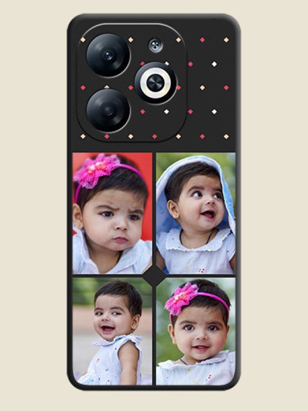 Custom Multicolor Dotted Pattern with 4 Image Holder on Space Black Custom Soft Matte Phone Cases - Infinix Smart 8