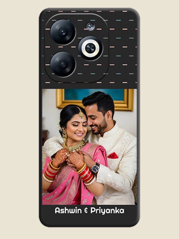 Custom Line Pattern Design with Text on Space Black Custom Soft Matte Phone Back Cover - Infinix Smart 8