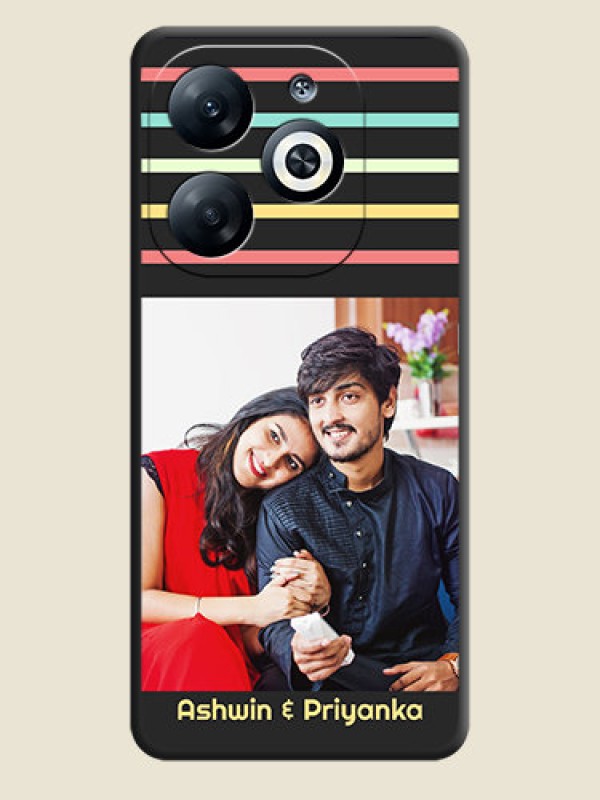 Custom Color Stripes with Photo and Text - Photo on Space Black Soft Matte Mobile Case - Infinix Smart 8