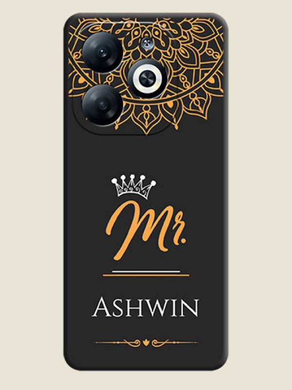 Custom Mr Name with Floral Design on Personalised Space Black Soft Matte Cases - Infinix Smart 8