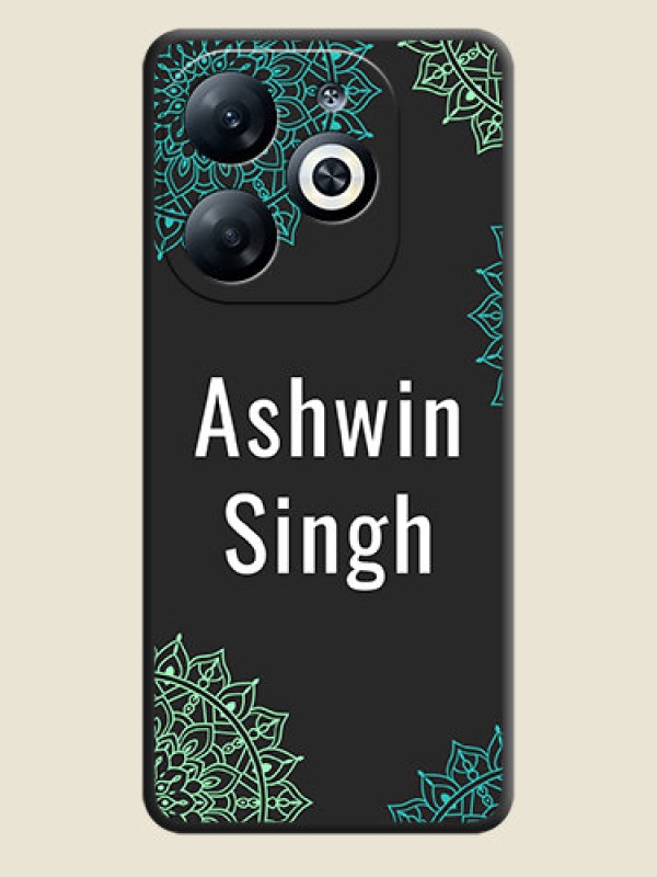 Custom Your Name with Floral Design on Space Black Custom Soft Matte Back Cover - Infinix Smart 8