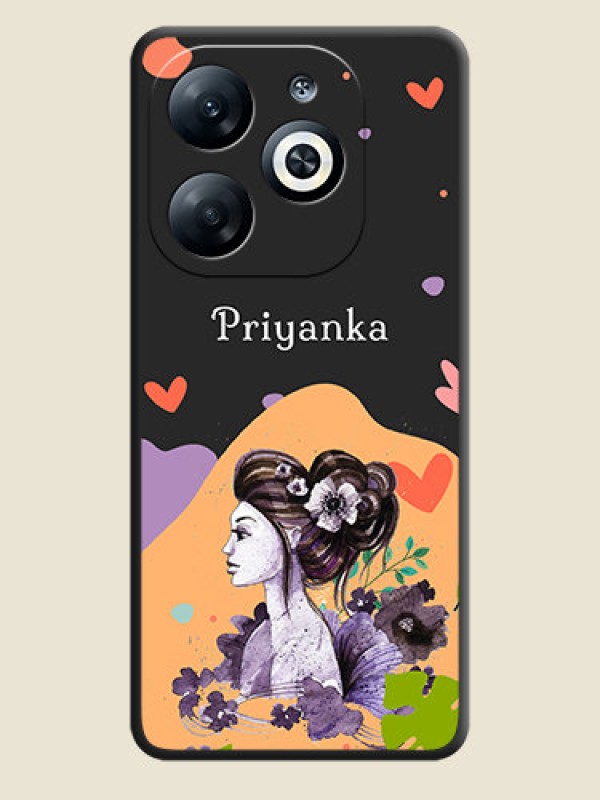 Custom Namecase For Her With Fancy Lady Image On Space Black Personalized Soft Matte Phone Covers - Infinix Smart 8