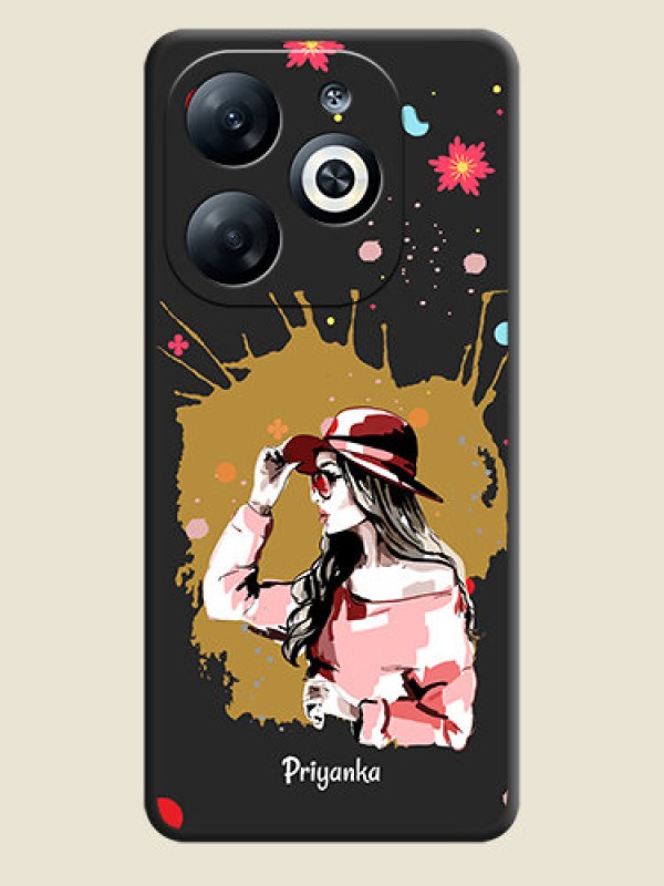 Custom Mordern Lady With Color Splash Background With Custom Text On Space Black Personalized Soft Matte Phone Covers - Infinix Smart 8
