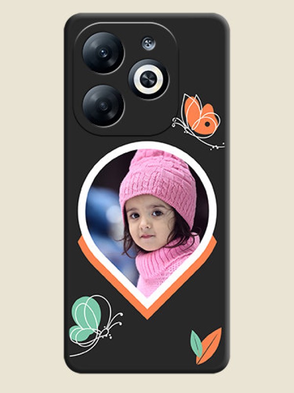 Custom Upload Pic With Simple Butterly Design On Space Black Personalized Soft Matte Phone Covers - Infinix Smart 8